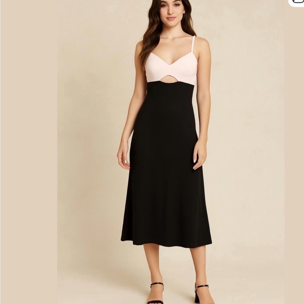 House of Harlow Revolve Elegant Black and White Midi Dress